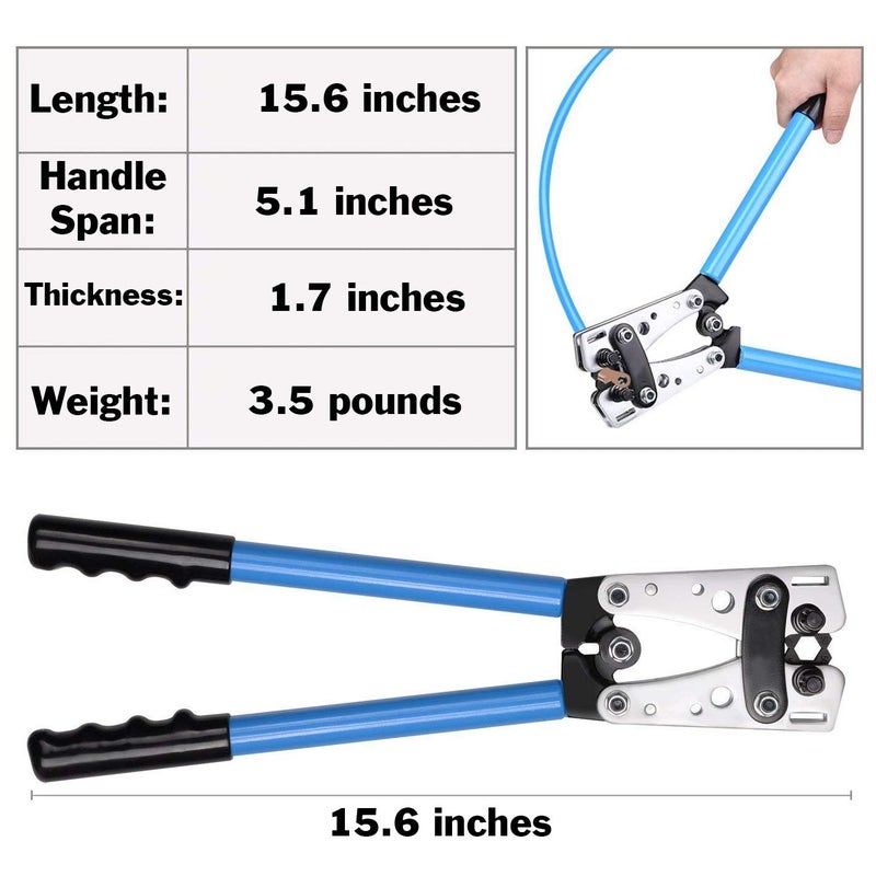 EX ELECTRONIX EXPRESS Battery Cable Lug Wire Crimper and Cable Cutter for 0, 1, 2, 4, 6, 8, 10 AWG - Professional Electrician Crimping Tool Kit by EX ELECTRONIX EXPRESS - Image 5